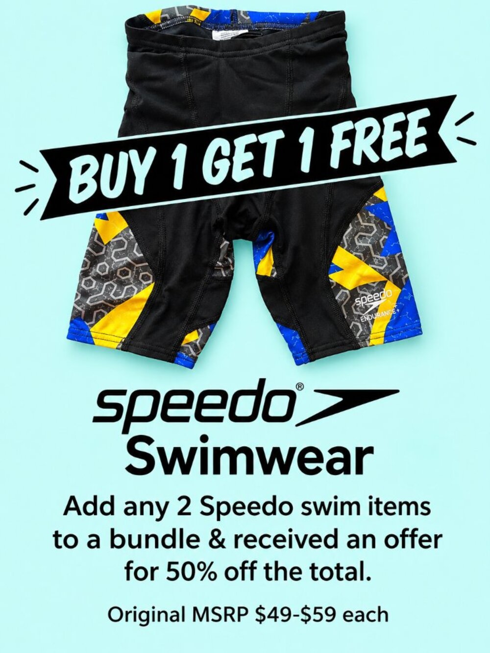 Speedo Youth Boys Swimwear Ruse Blocks Jammer ML 22 Endurance+ Sapphire Gold NEW